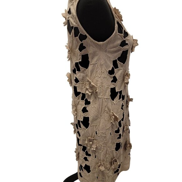 Catherine Malandrino Khaki Floral Cut Out Designer Dress Size M - Picture 6 of 16